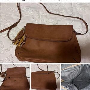 Brown Suede Crossbody Bag with Tassel